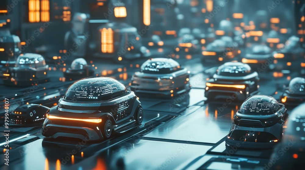 Futuristic Cityscape with Autonomous Vehicles Futuristic Cityscape with Autonomous Vehicles