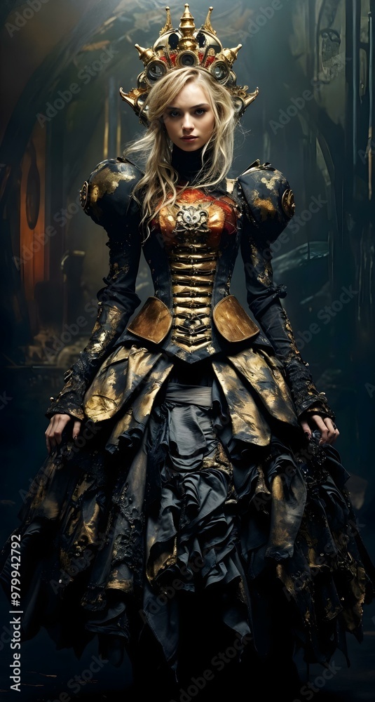 Beautiful blonde woman in a fantasy cosplay costume..