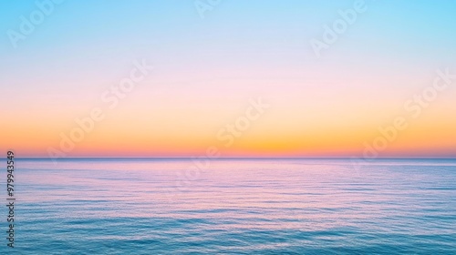 Serene Pastel Hued Sunrise Over Tranquil Ocean Horizon