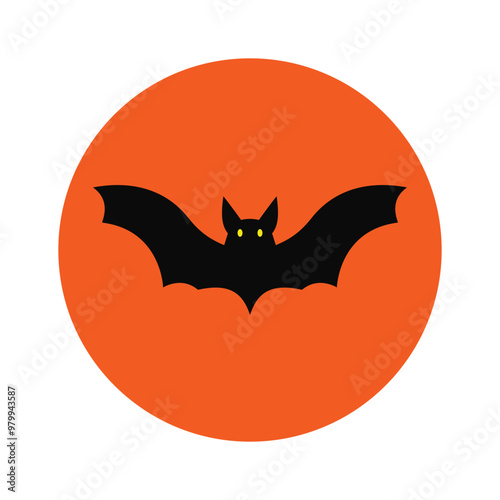 Obraz na płótnie Halloween banner with black bats on the orange background. Illustration with text. w salonie