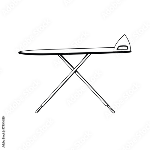 a ironing board, black color silhouette vector art, isolated white background