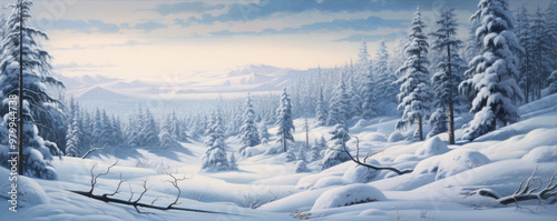 Winter landscape with snow-covered trees