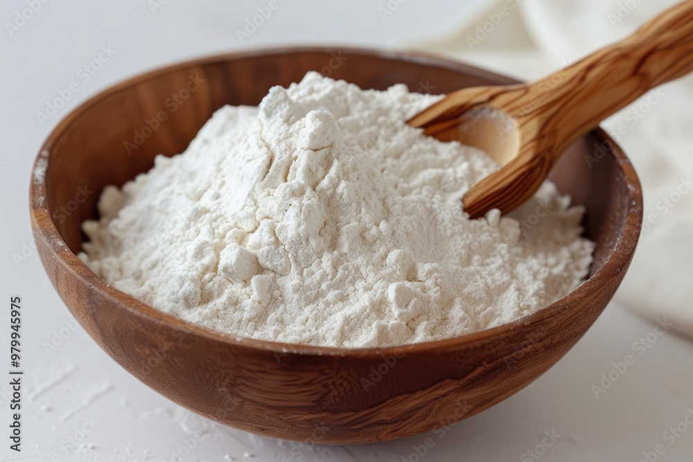Tapioca starch in a bowl with a spoon