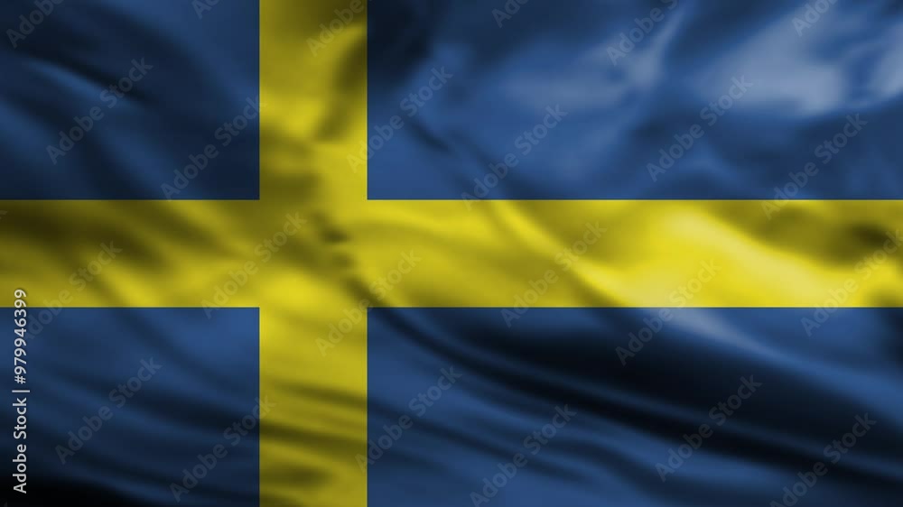 Sweden Waving Flag. Realistic Flag Animation. Seamless Loop Background. 4K.