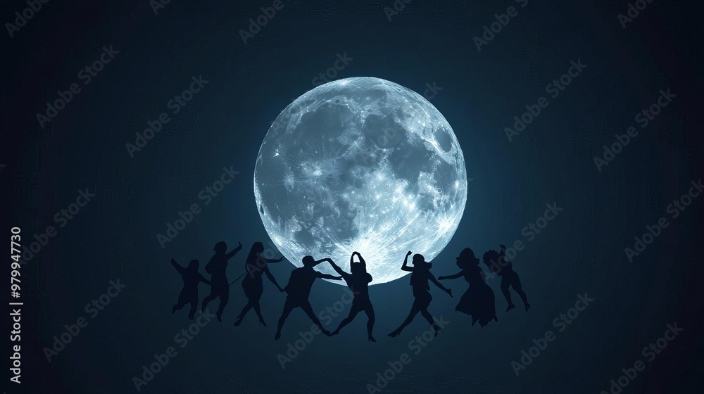 Fototapeta premium Zodiac constellations illuminated by a lunar eclipse, casting shadows of cosmic figures