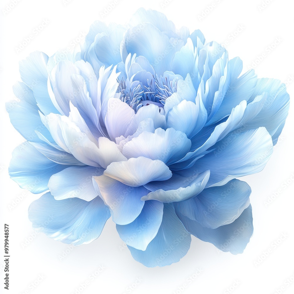 A beautiful blue flower with soft petals, perfect for floral arrangements or design projects, white background A beautiful blue flower with soft petals, perfect for floral arrangements or design projects, white background