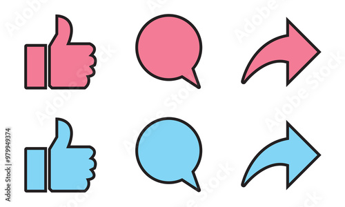 
 Save to Library
 Download Preview Preview Crop
 Find Similar
 
File #:  976458716
Like, comment, share and save icon set. social media notification icons , love favorite heart flat icons, post react