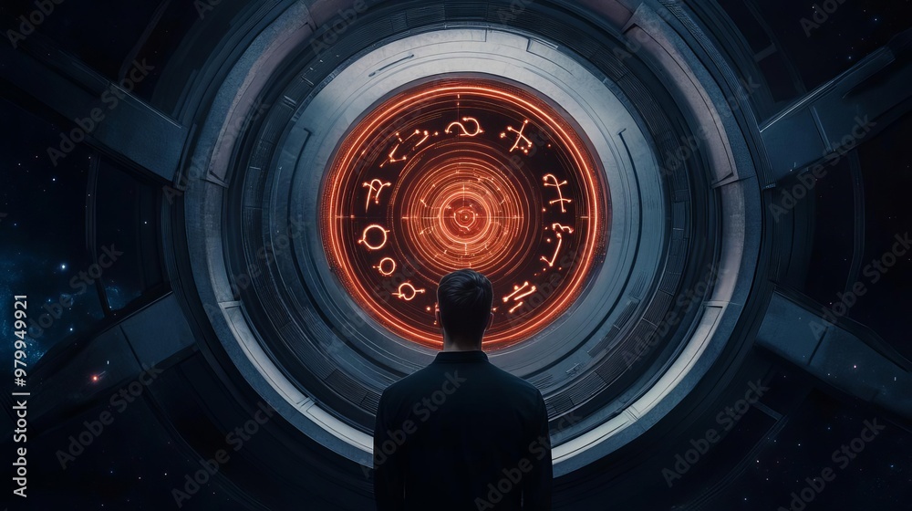 Zodiac signs portrayed as digital holograms in a futuristic cosmic observatory Zodiac signs portrayed as digital holograms in a futuristic cosmic observatory