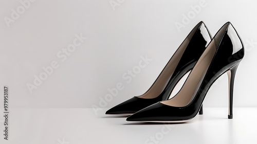 A pair of elegant black stilettos with a pointed toe, displayed on a white background.