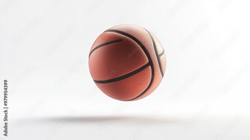Falling Basketball Ball isolated on white background, selective focus .generative ai