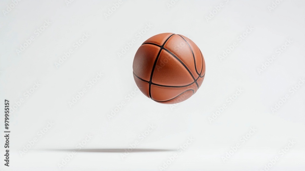 Falling Basketball Ball isolated on white background, selective focus .generative ai Falling Basketball Ball isolated on white background, selective focus .generative ai