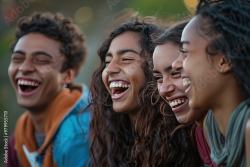 A group of people are smiling and laughing together, generative ai image