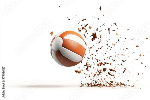 Falling Volleyball ball isolated on white background, selective focus .generative ai photo