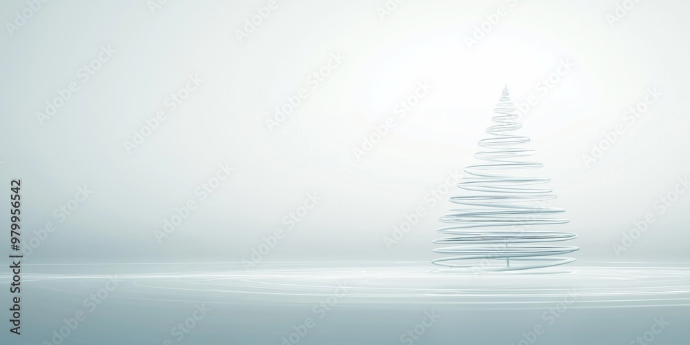 Fototapeta premium Minimalist digital Christmas tree design with soft lighting and serene atmosphere