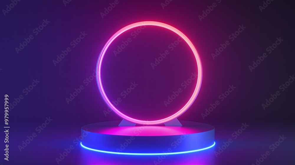 Neon Aesthetic: A Circular Frame and Platform Neon Aesthetic: A Circular Frame and Platform