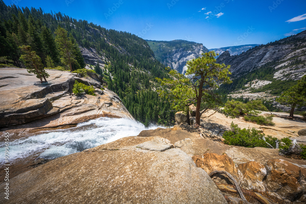 waterfall at the mist trail in yosemite national park, california