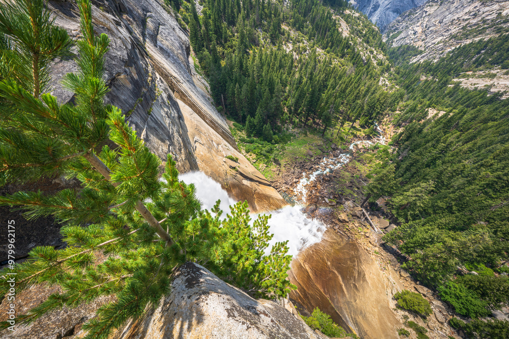 waterfall at the mist trail in yosemite national park, california