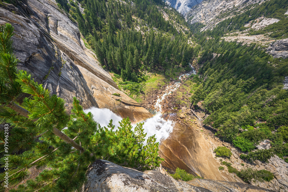 waterfall at the mist trail in yosemite national park, california