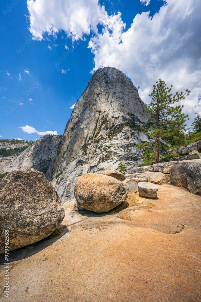 waterfall at the mist trail in yosemite national park, california