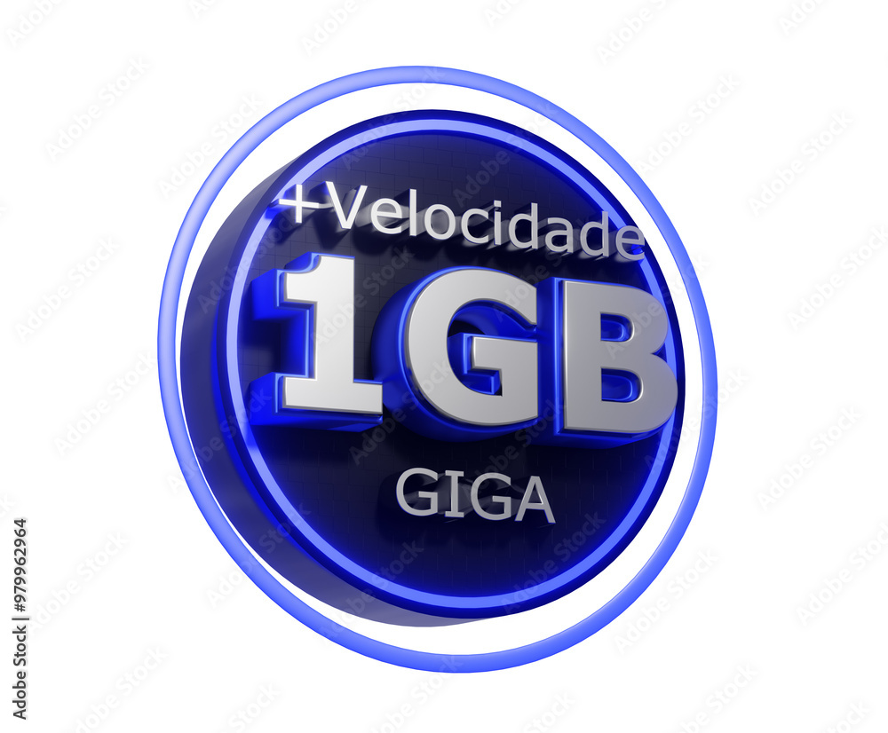 1GB Internet Badge 3D: High-Speed Digital Connection Seal 1GB Internet Badge 3D: High-Speed Digital Connection Seal