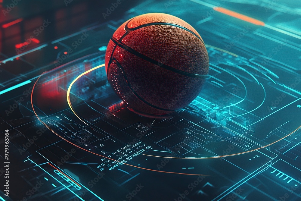 Illustrate a futuristic basketball design with interactive features that record player data when usedgenerative ai Illustrate a futuristic basketball design with interactive features that record player data when usedgenerative ai