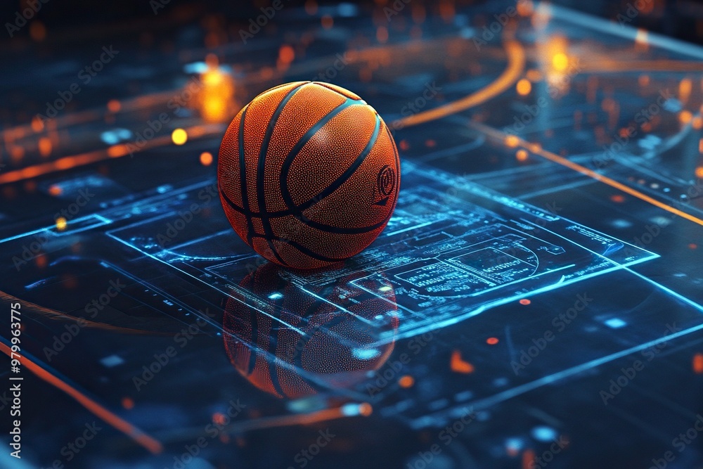 Illustrate a futuristic basketball design with interactive features that record player data when usedgenerative ai Illustrate a futuristic basketball design with interactive features that record player data when usedgenerative ai