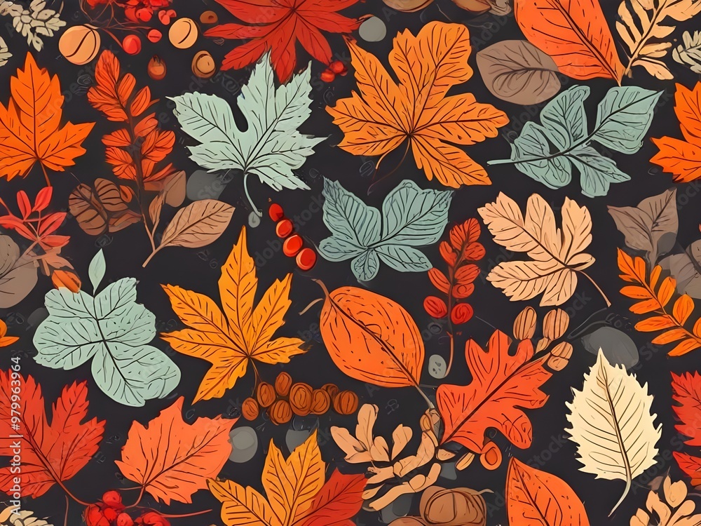 pattern with autumn leaves pattern with autumn leaves
