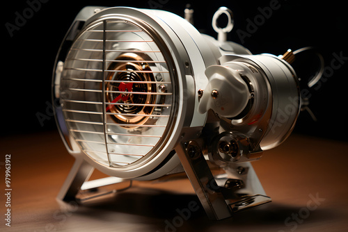 photo of a chrome ventilator, ventilator product photo chrome style photo