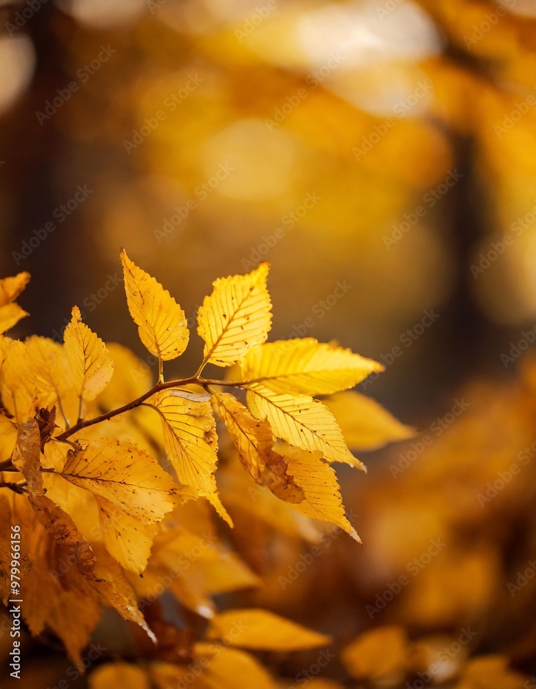 Golden autumn leaves background with depth of field for a warm and cozy seasonal feel Golden autumn leaves background with depth of field for a warm and cozy seasonal feel