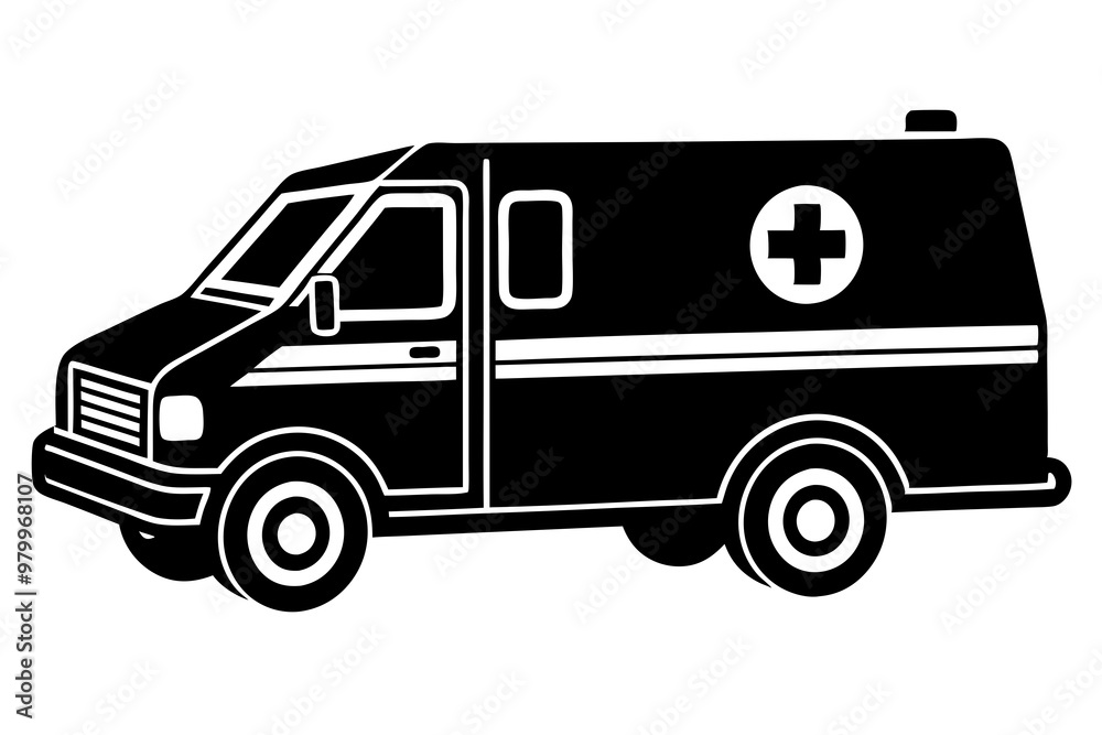 Ambulance car icon or sign isolated on white background. Vector illustration. Ambulance car icon or sign isolated on white background. Vector illustration.