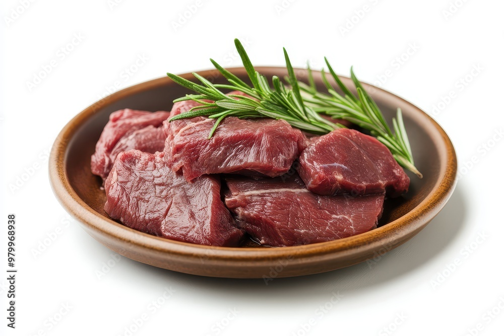 Beef tongues and rosemary on a white plate Beef tongues and rosemary on a white plate