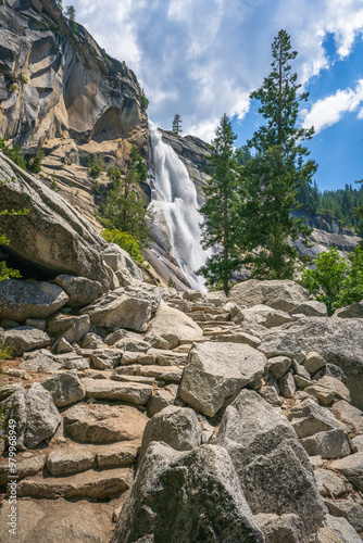 waterfall at the mist trail in yosemite national park, california