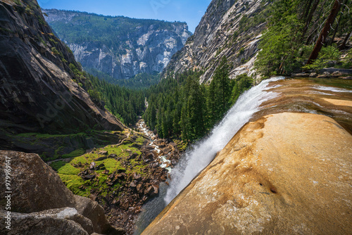 waterfall at the mist trail in yosemite national park, california