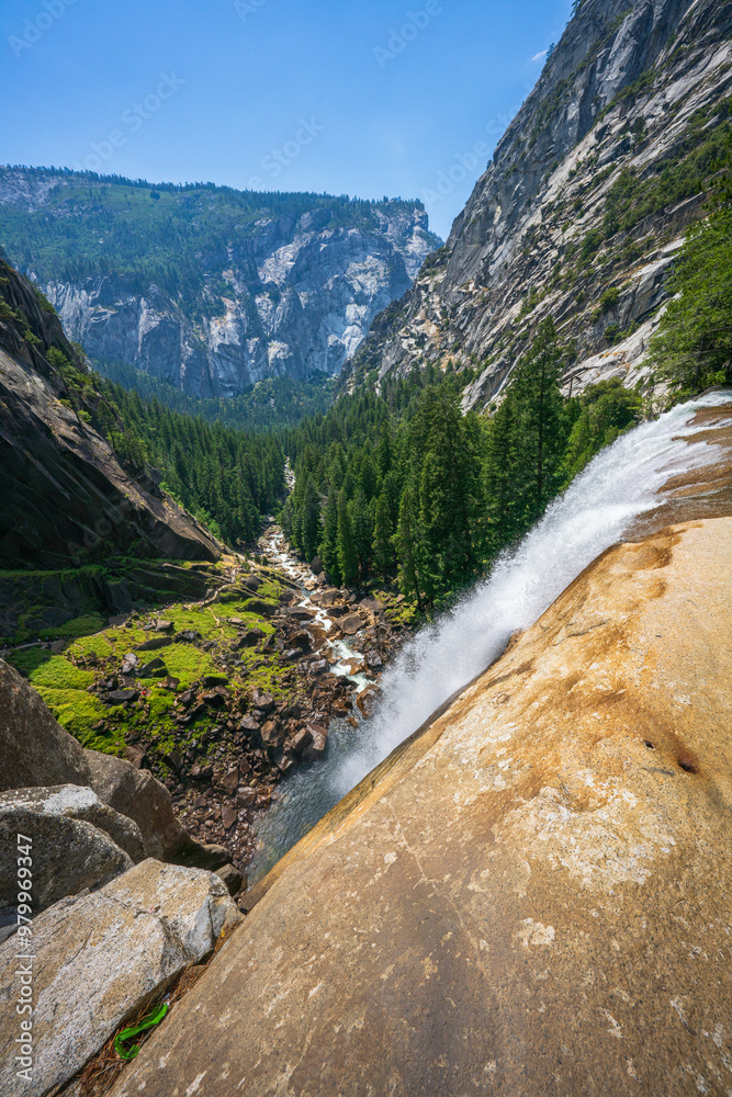 waterfall at the mist trail in yosemite national park, california