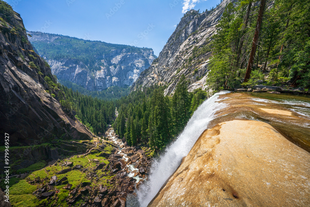 waterfall at the mist trail in yosemite national park, california