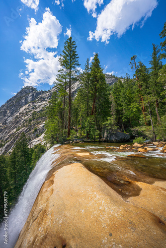 waterfall at the mist trail in yosemite national park, california