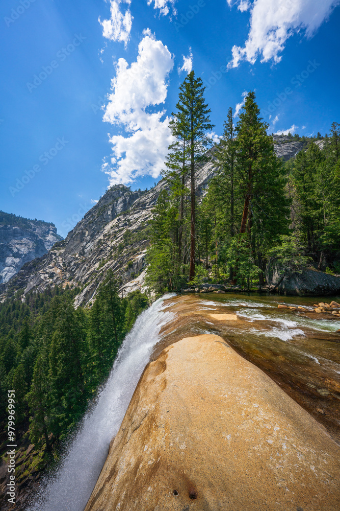 waterfall at the mist trail in yosemite national park, california