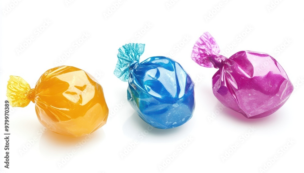 Candy Individually wrapped on white background Candy Individually wrapped on white background