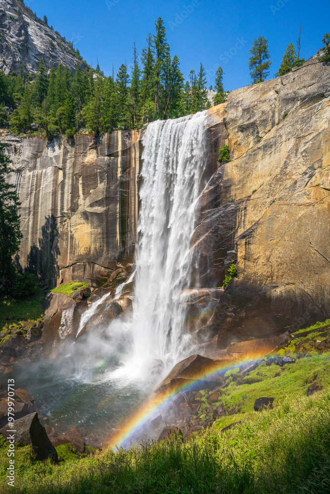 waterfall at the mist trail in yosemite national park, california