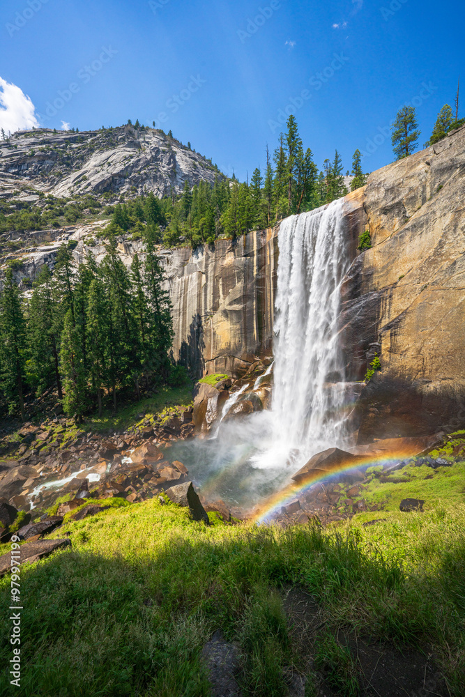 waterfall at the mist trail in yosemite national park, california
