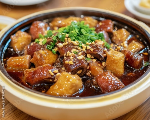 Chinese braised pig s trotters with brown sauce photo