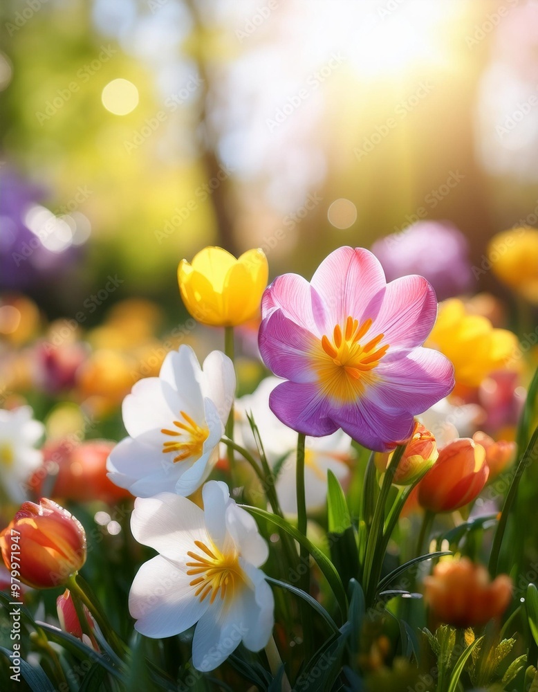 Vibrant spring floral background with depth of field for a refreshing seasonal vibe