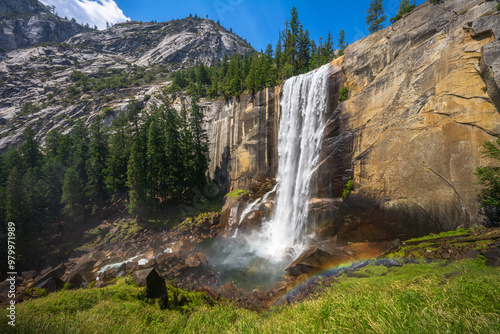 waterfall at the mist trail in yosemite national park, california