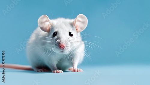 White Mouse Rat on Clean Background, Lab Laboratory Rat