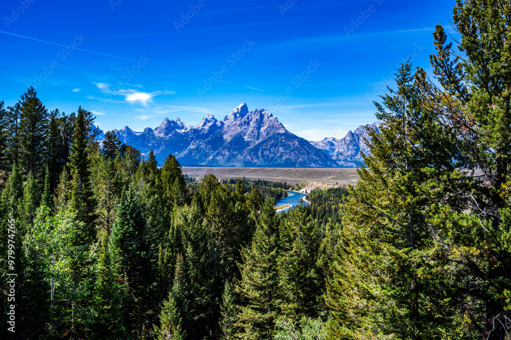 Fototapeta premium Grand Teton National Park in the Fall of 2024 while hiking the Cascade Canyon Trail and the Snake River Overlook