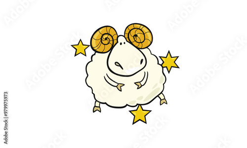 A wild sheep Cartoon illustration of funny ram farm animal character. Sheep icon, animal head. Lamb symbol. Cute Sheep Vector Illustration cartoon
