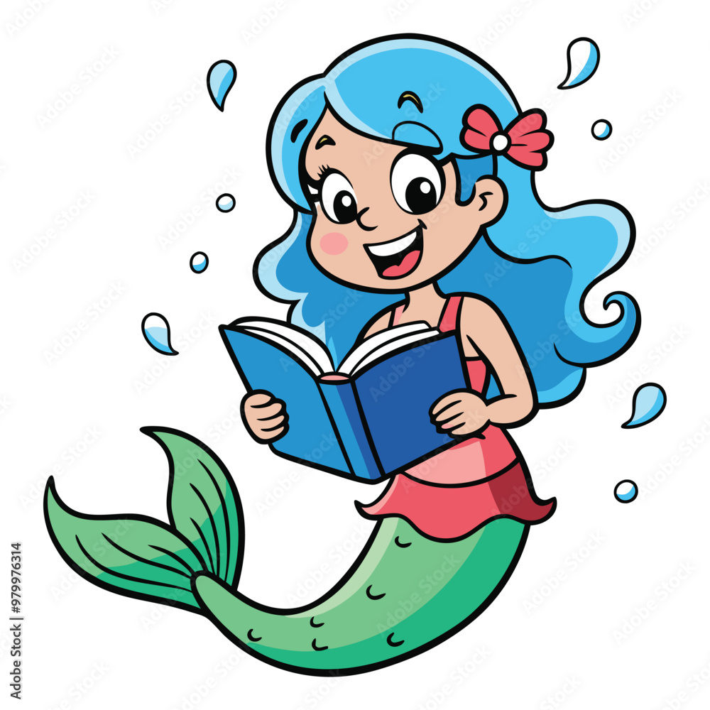 A Cheerful Mermaid Reading a book