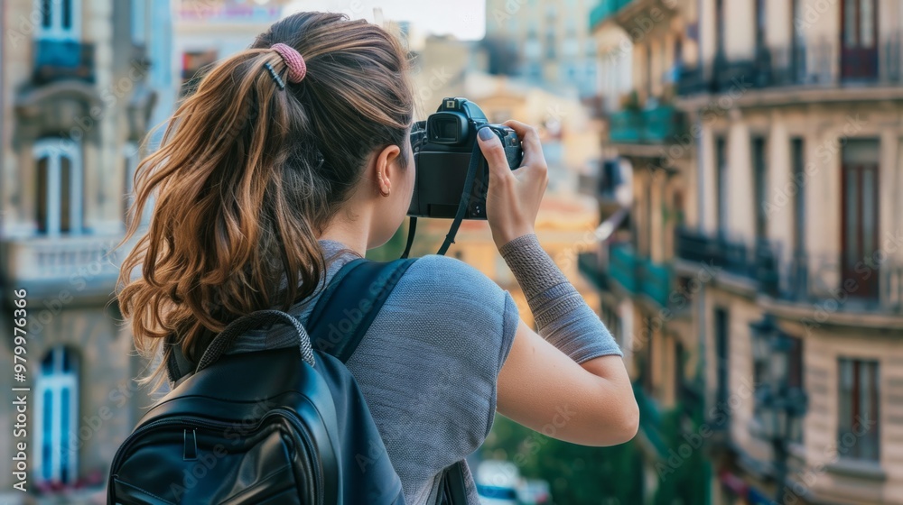 woman taking a photograph generative ai