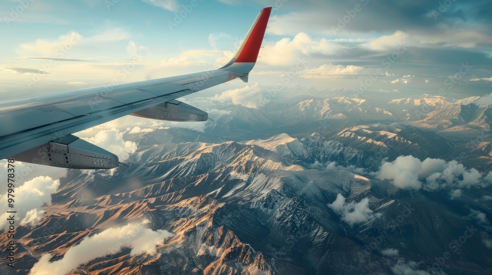 Obraz premium airplane wing flying generative ai