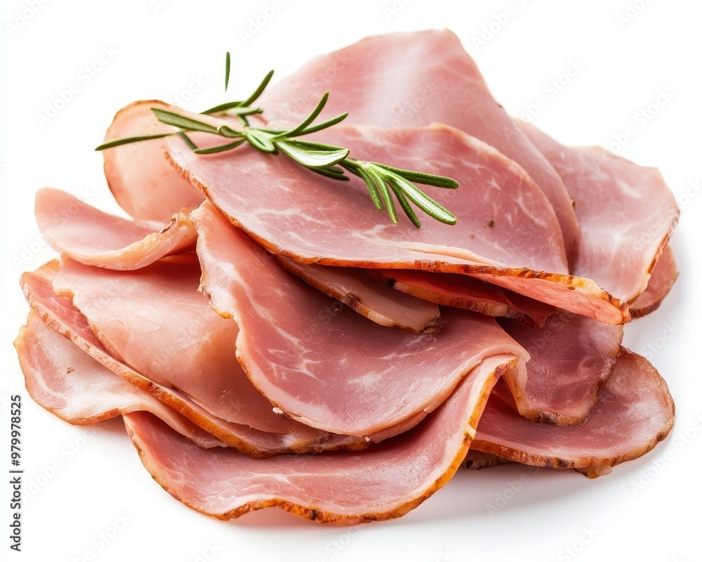 Ham sliced and boiled on white background Ham sliced and boiled on white background